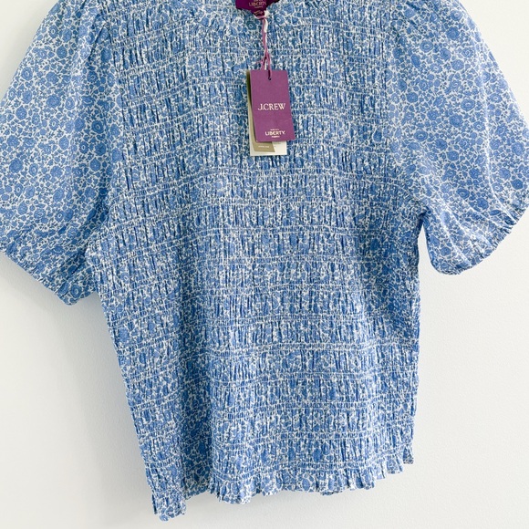 J.Crew Liberty Puff Sleeve Smocked Top Large - Picture 3 of 6